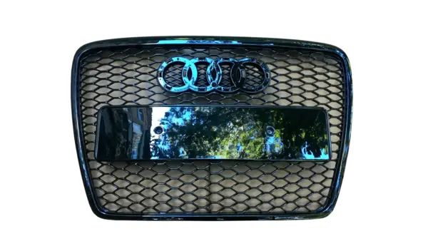 Решетка радиатора для Audi А6. RS стиль, чёрная - Авто-папа