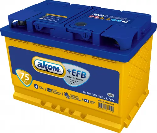 АКОМ + EFB 75Ач L+ EN750A 278x175x190 B13