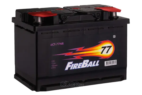 FIREBALL 577112020 Аккумулятор 6СТ-77NR 77Ah 670A 276х175х190 полярность 0 клеммы A тип крепления В3/В13