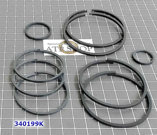 Комплект (9 шт) компрессионных тефлоновых и чугунных колец U140 / U150 / U240 / U250 (в т.ч. 3D-замки) 2003-up (входит в ремкомплект 340002)