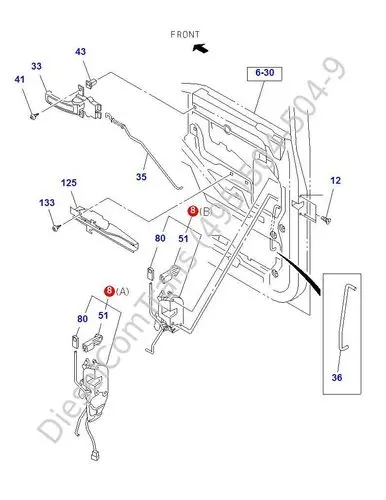 Замок двери левый LH NQR71/75 =Тайвань=