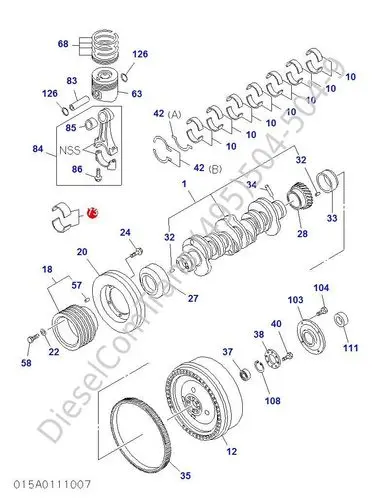 Вкладыш шатунный HITACHI 4-6HK1-T (желтые)