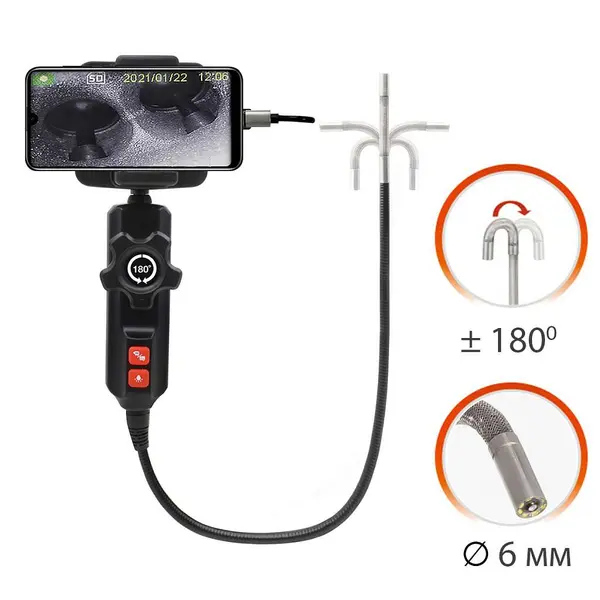 ВИДЕОЭНДОСКОП УПРАВЛЯЕМЫЙ USB, 1МП, 1280X720, 0.8М, 6ММ, 360° ICARTOOL IC-V201