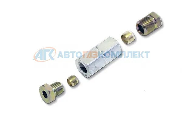 Фитинг - соединитель медной трубки 6\8, 2 гайки Atiker (ST.301) ГБО